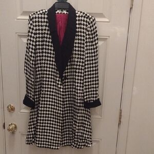 Black and White Houndstooth Blazer with Contrasting Lapel